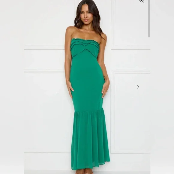 slim fit dress slacks Spaghetti Straps Dark Green Long Wedding Guest Dress with Split main image 0